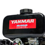 Yanmar air-cooled diesel engine block with red and white label on a white background