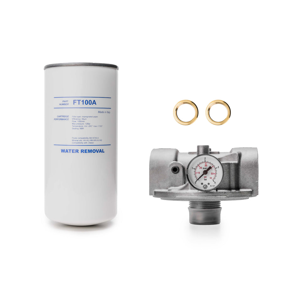 FILTER 25mm 100lpm with Pressure Gauge Particulate and Water Removal FT10XA